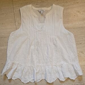 Liverpool Los Angeles White Eyelet Tank Blouse